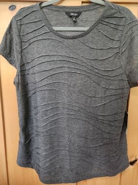 Simply VERA Gray Textured Short-Sleeve Top